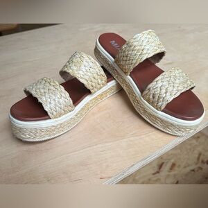 Mia espadrille flat platform sandals - sz 8 kady woven double strap